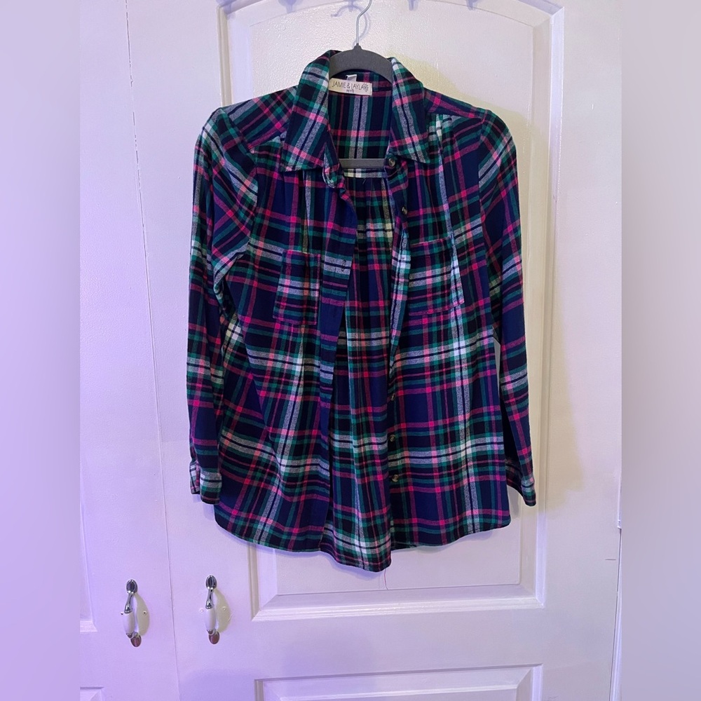 Jaime & Layla Blue and Green Button Down Shirt